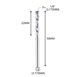 SpeTool Compression CNC Spiral Milling Cutter 3.175 mm (1/8 Inch) Cutting Diameter Shaft 22 mm Cutting Length HRC55 Solid Carbide CNC End Mill for Wood Pack of 5