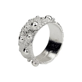 SILBERMOOS Women's Ring with Polka Dots Shiny Sterling Silver 925, Sterling Silver, Not applicable