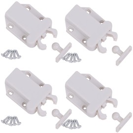 Rubonarie Push Latch, Catch Latch, Push Latch, Push Open Catch Latch, Touch Catch Latch, Touch Push Latch, Furniture Door, Furniture Parts, Plastic (White, 4 Pieces)