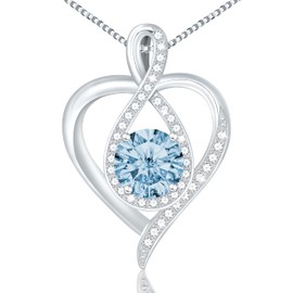 Yuelove 925 Sterling Silver Heart Necklace with Zirconia - Elegant Jewelry for Women - Infinity Necklace Gift for Girlfriend, Wife, Mom, or Loved Ones on Valentine's Day, Anniversary, or Birthday