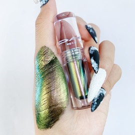 CHARMACY Multichrome Liquid Glitter Eyeshadow, Color Changing Eyeshadow, Metallic Pigmented Long Lasting with No Crease Sparkling Eyeshadow Chameleon Makeup #21