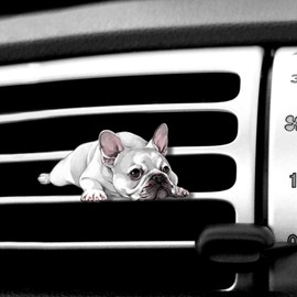 WIRESTER Fresh Scented Car Air Freshener Vent Clip, Decorative Accessories, Interior Decoration for Cars - French Bulldog Dog Lying Down Looking Up