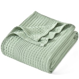 PHF Ultra Soft Waffle Weave Blanket Twin Size for Bed, Lightweight and Breathable Thin Blanket - 60"x 80" Soft Woven and Cozy Blanket for Couch Sofa Home Decor - Sage Green