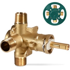 2510 Shower Valve Compatible Component, suitable for Moen Posi-Temp valves, 1/2 inch, 4 ports, external thread, brass material. Features adjustable water temperature and anti-scald protection.