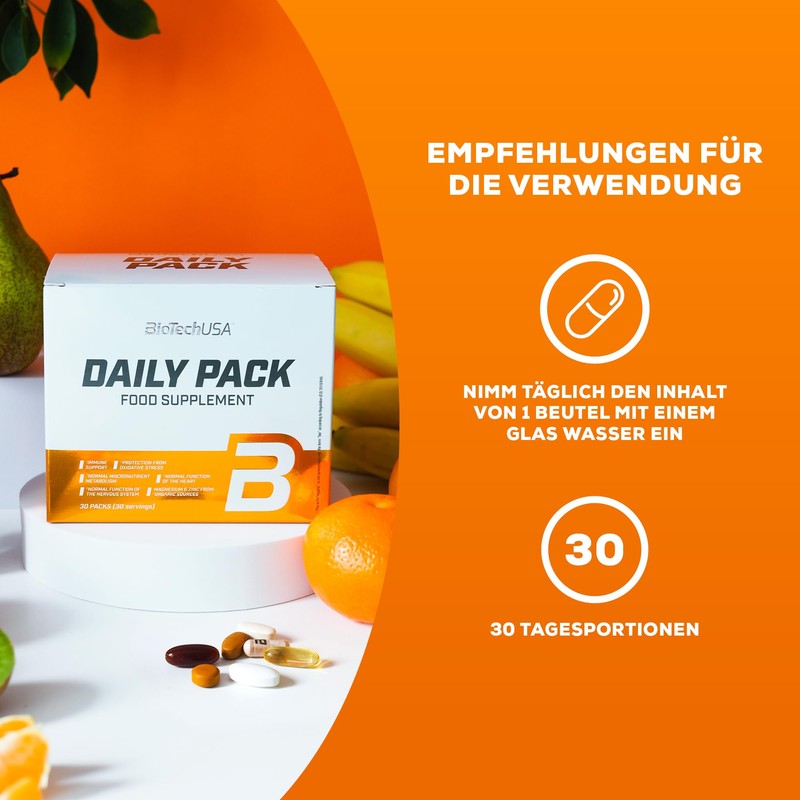 BioTechUSA Daily Pack Multivitamin - 37 Wirkstoffe, Omega-3, Pflanzenextrakte und