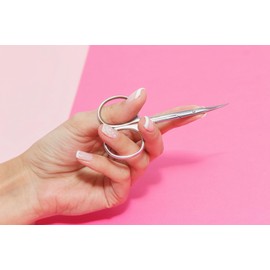 STALEKS PRO for Natury Nails Professional Left Handed Cuticle Scissors - Ergonomic Rings - Stainless Steel - Expert SE 11/3
