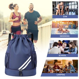 KIKIGOAL Fashion Sports Backpacks Gym Bag Boys Basketball Football Bag Waterproof Large Capacity with Bottom Compartment and Wide Drawstring for Adults Youth