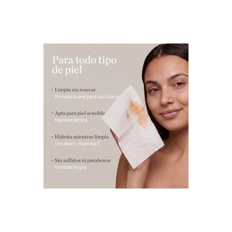 Elementa Toallitas Desmaquillantes Individuales, Toallitas Húmedas para Desmaquillar Ojos y