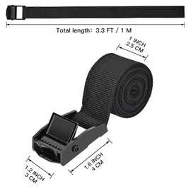 Kshineni Tie Down Straps 6 Pcs Lashing Strap 3.3' x 1" Adjustable Heavy Duty Cam Buckle Cinch Straps for Cargo, Trucks, Luggage, Trailer, Motorcycle (Black)