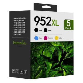 952XL High-Yield Ink Cartridges (5-Pack, 2Black/1Cyan/1Magenta/1Yellow) Compatible 952 952XL Ink Replacement for HP 952XL OfficeJet Pro 7740 8210 8216 8218 8710 8715 8716 8717 8719 8720 8725 Printer
