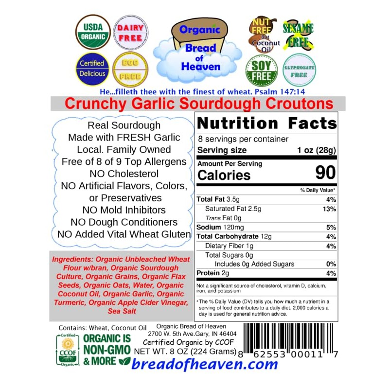 Organic Bread of Heaven ~ Crunchy Garlic Croutons - 2