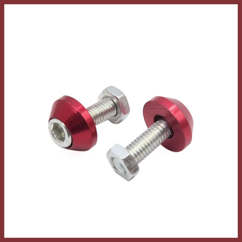 HEROFFIX 4pcs Rose Red 6mm Thread Diameter Motorcycle License Plate