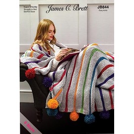 James Brett Super Chunky Knitting Pattern Easy Knit Pom Pom Blanket Throw (JB844)