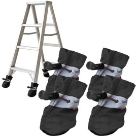 GLOFIN Stepladder Foot Cover Stepladder Socks Floor Scratch Resistant Dirt-Proof Feet Rubber Telescopic Stepladder Work Ladder Flooring (4 Pieces, Black)