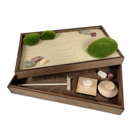 Wooden Stackable Zen Garden | Desert Luxe Sand with Rake & Accessories | Minimalist Decor Gift for Relaxation
