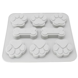 X-Haibei Puppy Paw & Bone Silicone Mold for Soap, Chocolate, Ice Cream & Jello – 1-2oz per Cavity, – Perfect for Dog Lotion Bars & DIY Treats