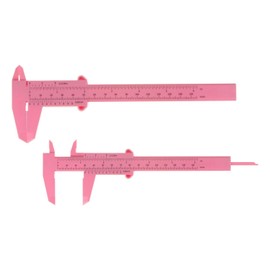 HARFINGTON 10pcs Mini Plastic Vernier Caliper 150mm/6 Inch Double Scale Metric Inch Sliding Gauge Measuring Tool Ruler for Inside Outside Depth Measuring, Pink