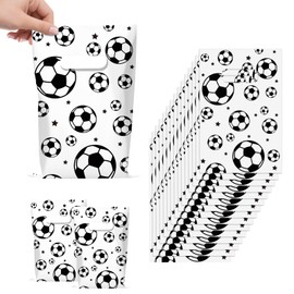 Infankey 50 PCS Soccer Gift Bags Plastic Soccer Goodie Goody Treat Snack Candy Bags Soccer Present Party Favor Bags Soccer Party Bags for Sports Theme Birthday Party Decoration Supplies