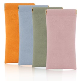 CXNXFD 4 Stück Brillenetui,Weich PU Leder Schutzhülle Damen Brillenhülle für Sonnenbrillen Etui Tragbar Wasserdicht