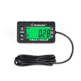Runleader Operating Hour Counter, Tachometer, Maintenance Hour Counter, Alarm RPM Reminder, Multicoloured Display with Backlight, Adjustable Initial Hours, Waterproof, Black