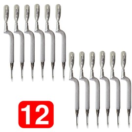 12pc Comfort Hold Easy Grip Ergonomically Angled Curved Cuticle Pusher Tool Heavy Duty 5" Double Ended Pusher & Cleaner - Premium Pakistan Stainless Steel