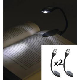 Patriot Lighting 2 PACK Flexible LED Book Light Easy Clip On Reading Travel Battery Op Patriot