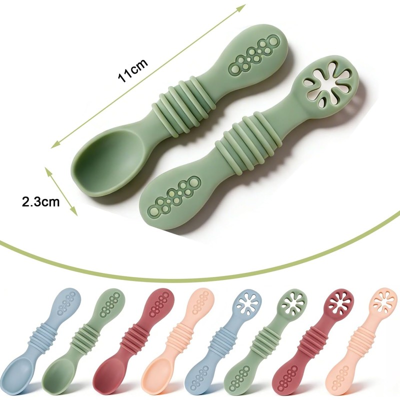 Cucharas de Silicona para Niños – Juego 8 pcs Arcoíris