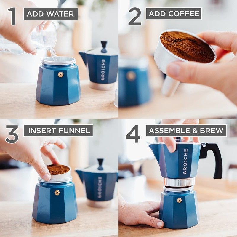 GROSCHE Milano Stovetop Espresso Maker Moka Pot 9 Espresso Cup,