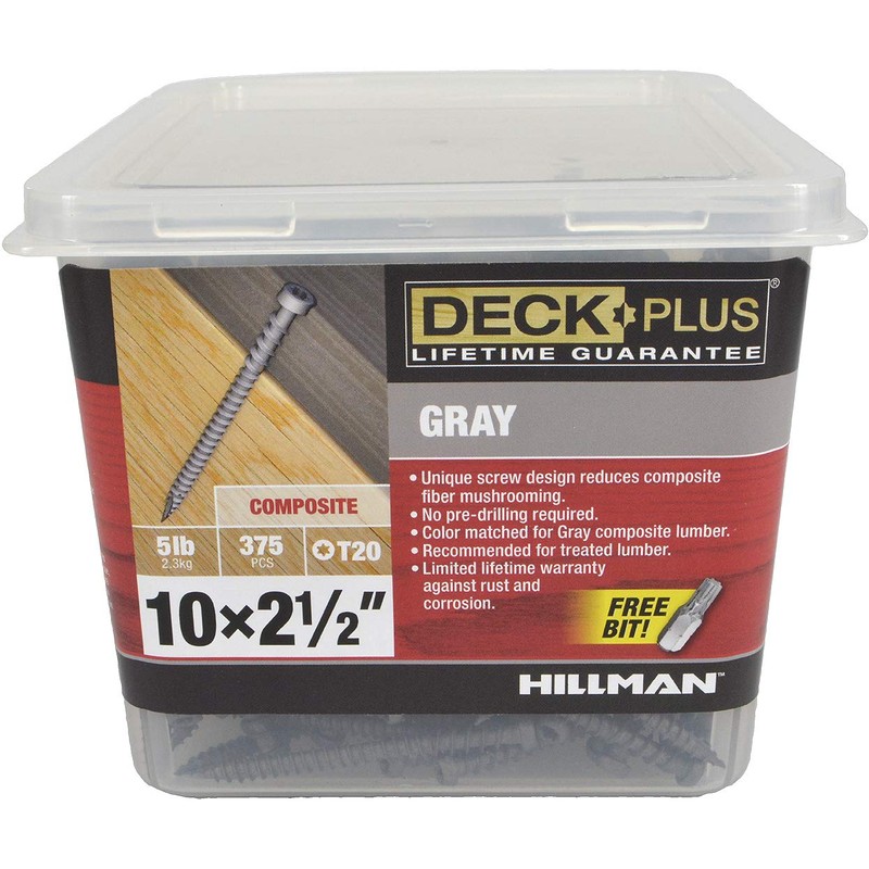 Deck Plus 48440 Gray Star-Drive Composite Deck Screws (#10 x