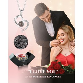 Birthday Gifts for Women, Preserved Real Roses with Heart Necklace I Love You in 100 Languages, Romantic Anniversary Wedding Gifts for Women Her Girlfriend Wife, Forever Roses Necklace Gift Box Red
