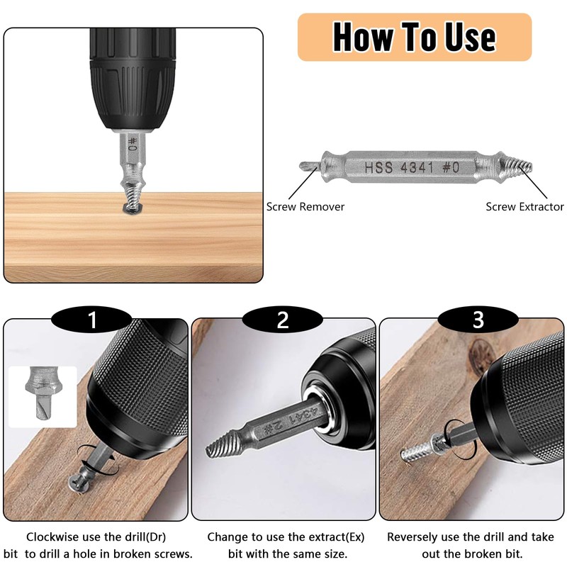 6PCS Damaged Screw Extractor Set, Screw Extractor Set Broken Screw