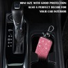 Premium Leather Car Key Chain Case with Rhinestones