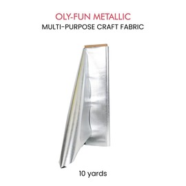 Fairfield Oly-Fun Metallic, Multi-Purpose Non-Woven Craft Material, Polypropylene and Polyester Fabric for Crafts, Costumes, Accessories, and More, Craft Supplies, Silver, 10-yard Bolt