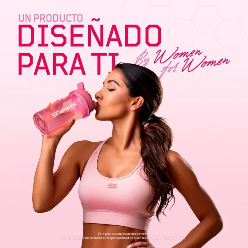 Elemental Creatina Monohidratada Plus Para Mujer Sabor Pink
