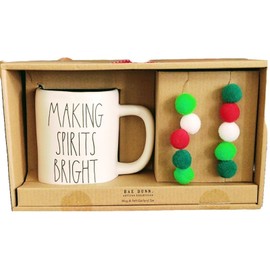 Rae Dunn NEW IN BOX RAE DUNN CHRISTMAS MAKING SPIRITS BRIGHT MUG & GARLAND GIFT SET
