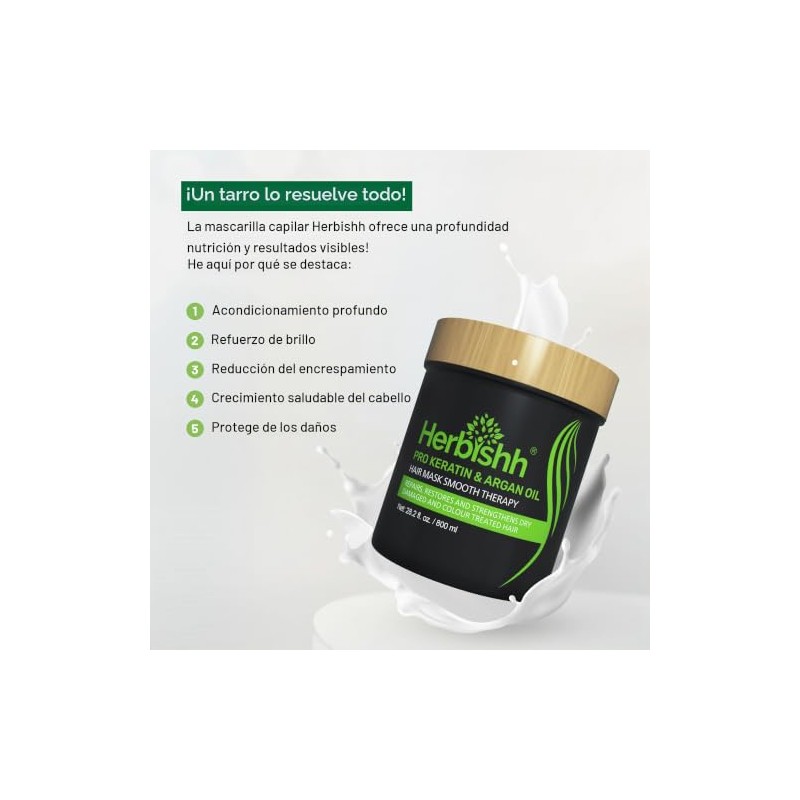 Mascarilla para Cabello Herbishh con Aceite de Argán y Queratina,