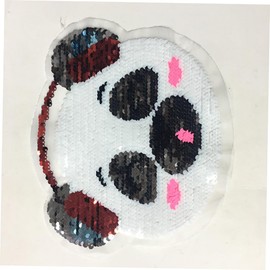 Operitacx 2pcs Reversible Sequin Embroidery Patches for Clothing Color Changing Cartoon Panda Design Decorative Stickers for Bags and Accessories Fun Applique for Boys and Girls Fashion