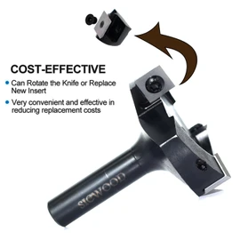 Slab Flattening Router Bits 1/2 Shank, 2-3/8”Cut Dia, 12*12*1.5mm Insert, CNC Spoilboard Surfacing Router Bits, Planing Router Bits, for Flycutter/ Slab Leveler/ Rabbeting