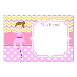 30 Blank Thank You Cards Notes Ballerina Baby Shower Birthday + 30 White Envelopes