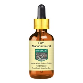 Devprayag Pure Macadamia Oil (Macadamia ternifolia) with Glass Dropper Natural Therapeutic Grade Cold Pressed 10ml (0.33 oz)