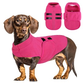 Queenmore Small Dog Sweater, Soft Fleece Vest Pullover Dog Jacket with Leash Hole, Warm Winter Dog Clothes Cold Weather Doggy Dachshund Sweaters for Small Dogs Cats Boy or Girl (Pink, S)