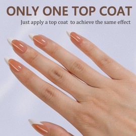 Misssix Misssix French Gel Nail Tips, 150Pcs French Tip Press on Nails Medium Almond Brown, No Need to File 3 in 1 Tips Pre-lasting, Fake Nails for Nail Art DIY 15 Sizes