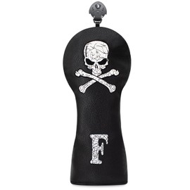Golf Skull Skeleton Head Cover Golf Club Black Leather Headcovers Set Fits Driver Fairway Wood Hybrid Utility Putter Iron Wedge Headcover.
