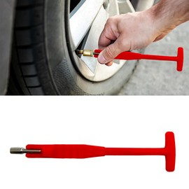DUSCOKE Car Tire Valve Stem Puller/Installer Tool with T Handle, No Scratch Wheel Valve Stem Remover Extender Adapter Replacement, Auto Tire Valve Stem Removal & Installation Repair Tool (T-Red)