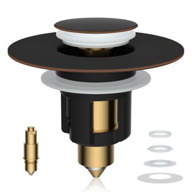 iFealClear Metal Universal Bathroom Sink Stopper, Upgraded Stainless Steel Sink Drain Strainer for 1.1''~2.36" Basin Pop Up Drain Strainer, Anti-Clogging Filter Basket, Oil Rubbed Bronze