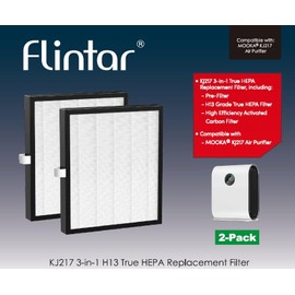 Flintar True HEPA Replacement Filter, Compatible with MOOKA KJ217 Air Purifier, 3-in-1 Pre-filter, H13 Grade True HEPA and Activated Carbon Filter Set, 2- Pack