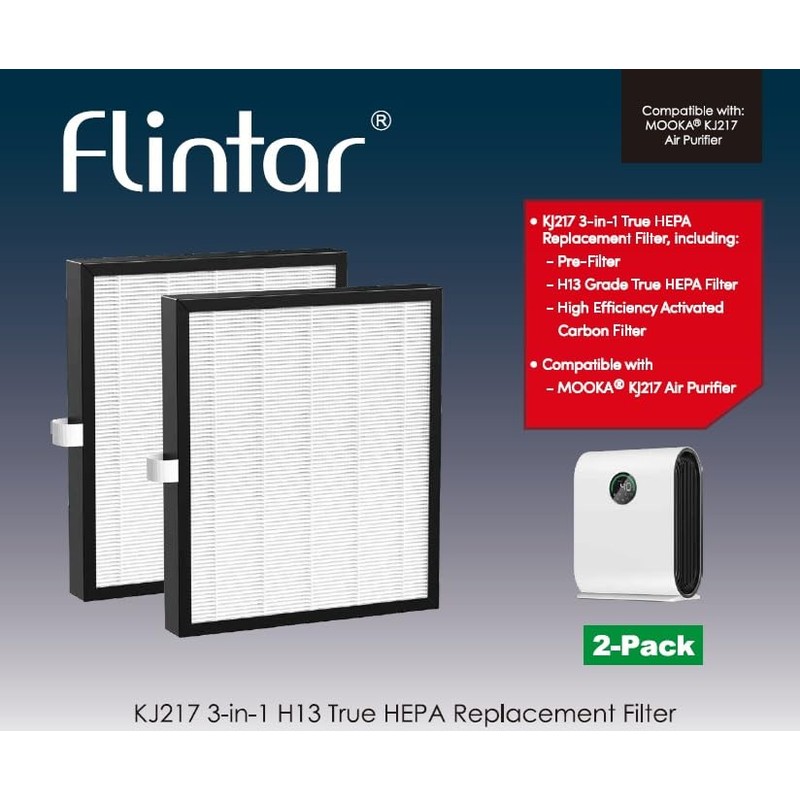 Flintar True HEPA Replacement Filter, Compatible with MOOKA KJ217 Air