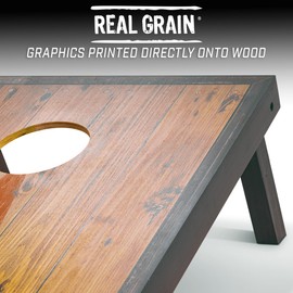 GoSports 4 Ft x 2 Ft Regulation Size Premium Wood Cornhole Set - Vintage Wood Designs (Choose Your Style)