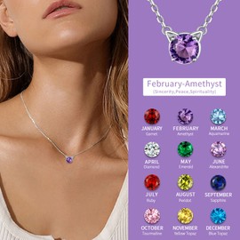 ChicSilver Simulated Amethyst Cat Ear Birthstone Necklace 925 Sterling Silver February Birthday Wedding Jewelry