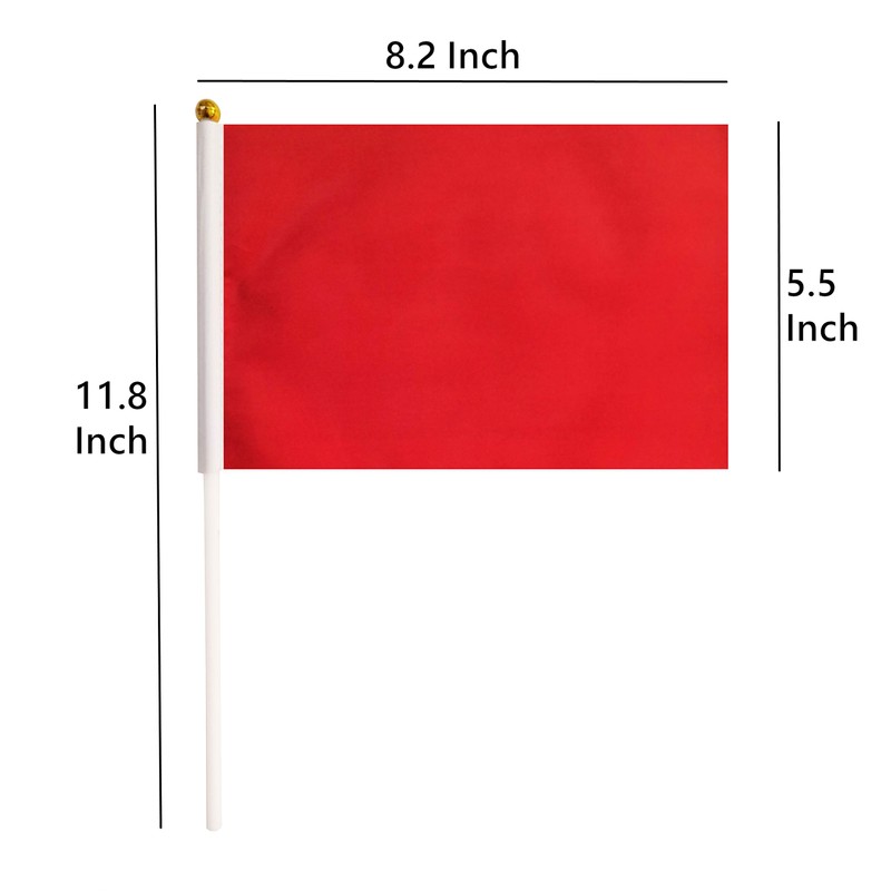 25 Pack Red Stick Flags,Hand Held Small Mini DIY Solid